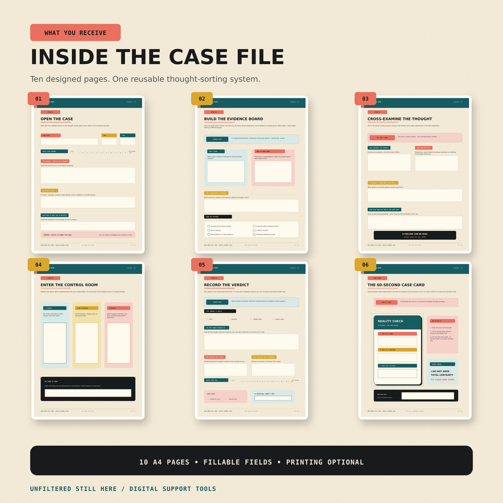 The Evidence Room | Fillable Thought-Sorting Support Tool