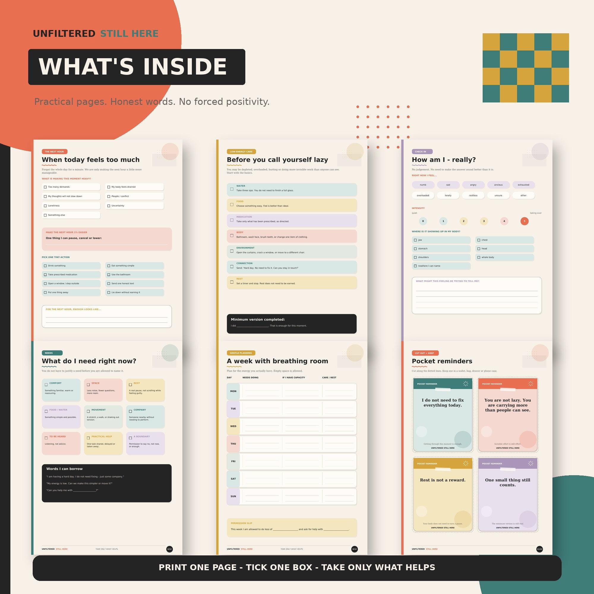 Hard Days Survival Pack - Printable Mental Health Support Kit + Phone Wallpapers