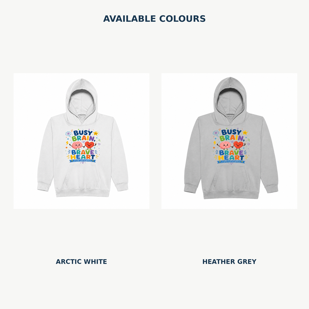 Busy Brain, Brave Heart Kids Hoodie