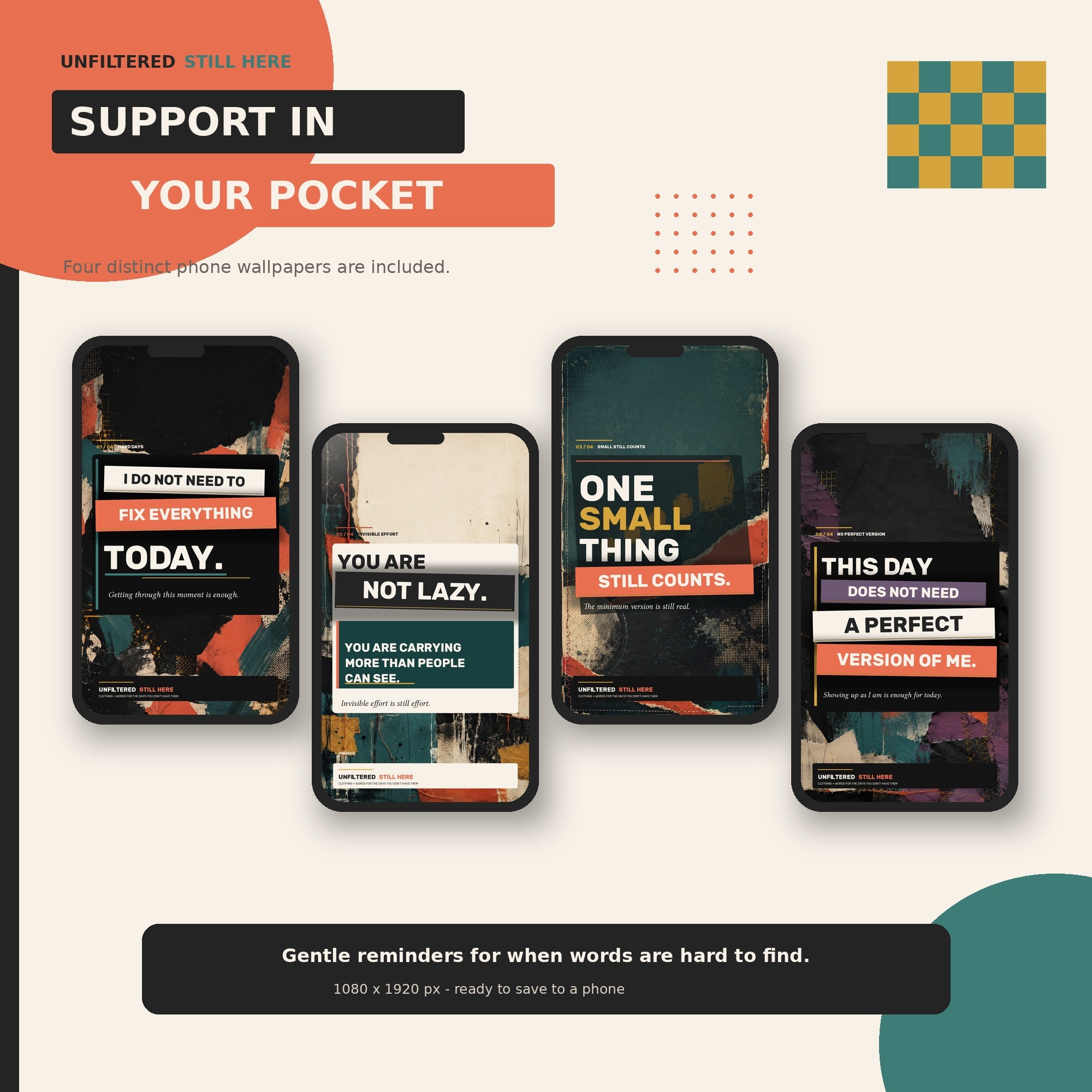 Hard Days Survival Pack - Printable Mental Health Support Kit + Phone Wallpapers