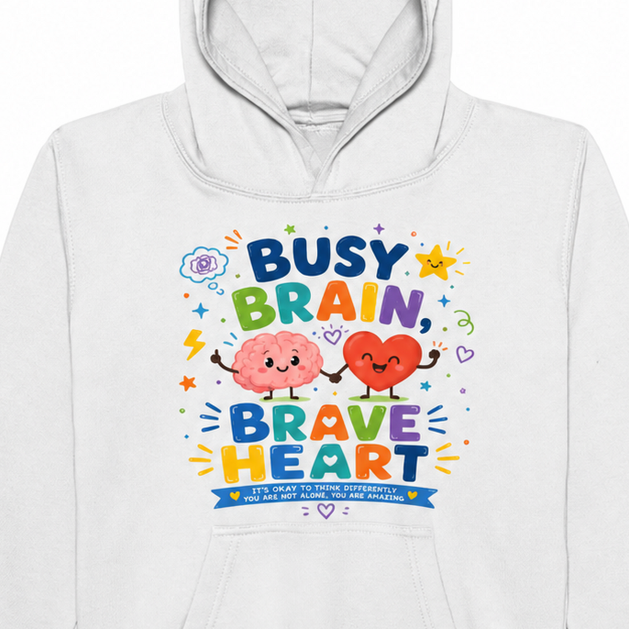 Busy Brain, Brave Heart Kids Hoodie