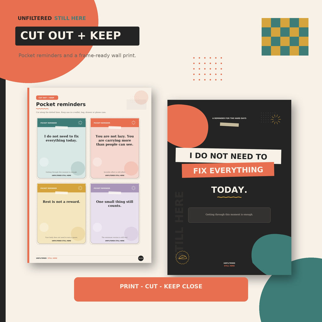 Hard Days Survival Pack - Printable Mental Health Support Kit + Phone Wallpapers