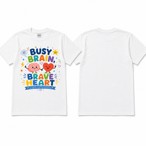 Busy Brain, Brave Heart Kids T-Shirt