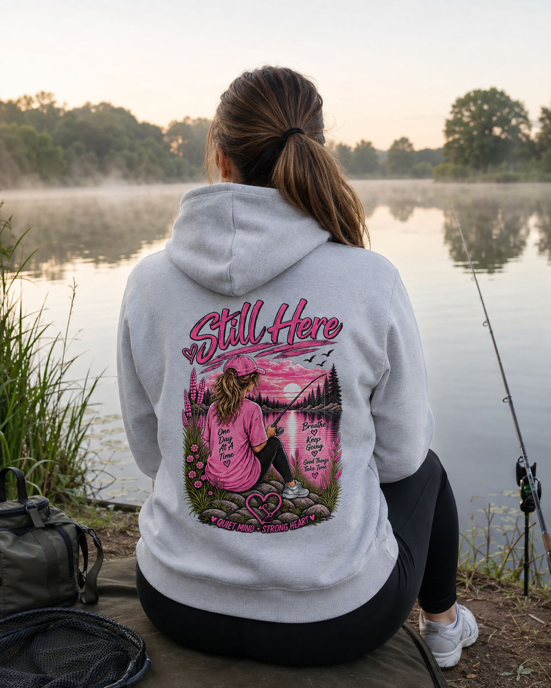 Still Here Women’s Fishing Hoodie | Quiet Mind, Strong Heart