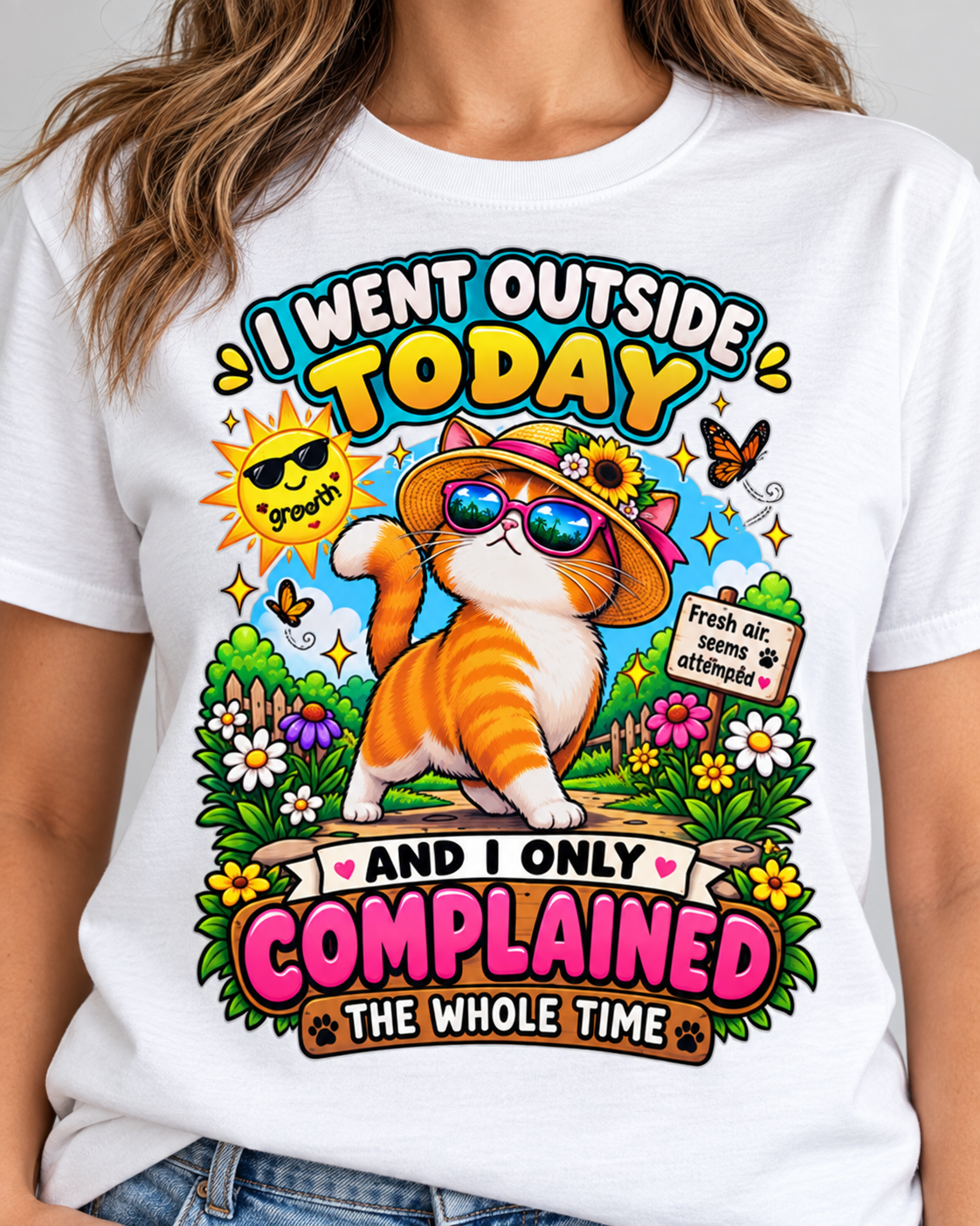 I Went Outside Today Funny Cat Adult T-Shirt
