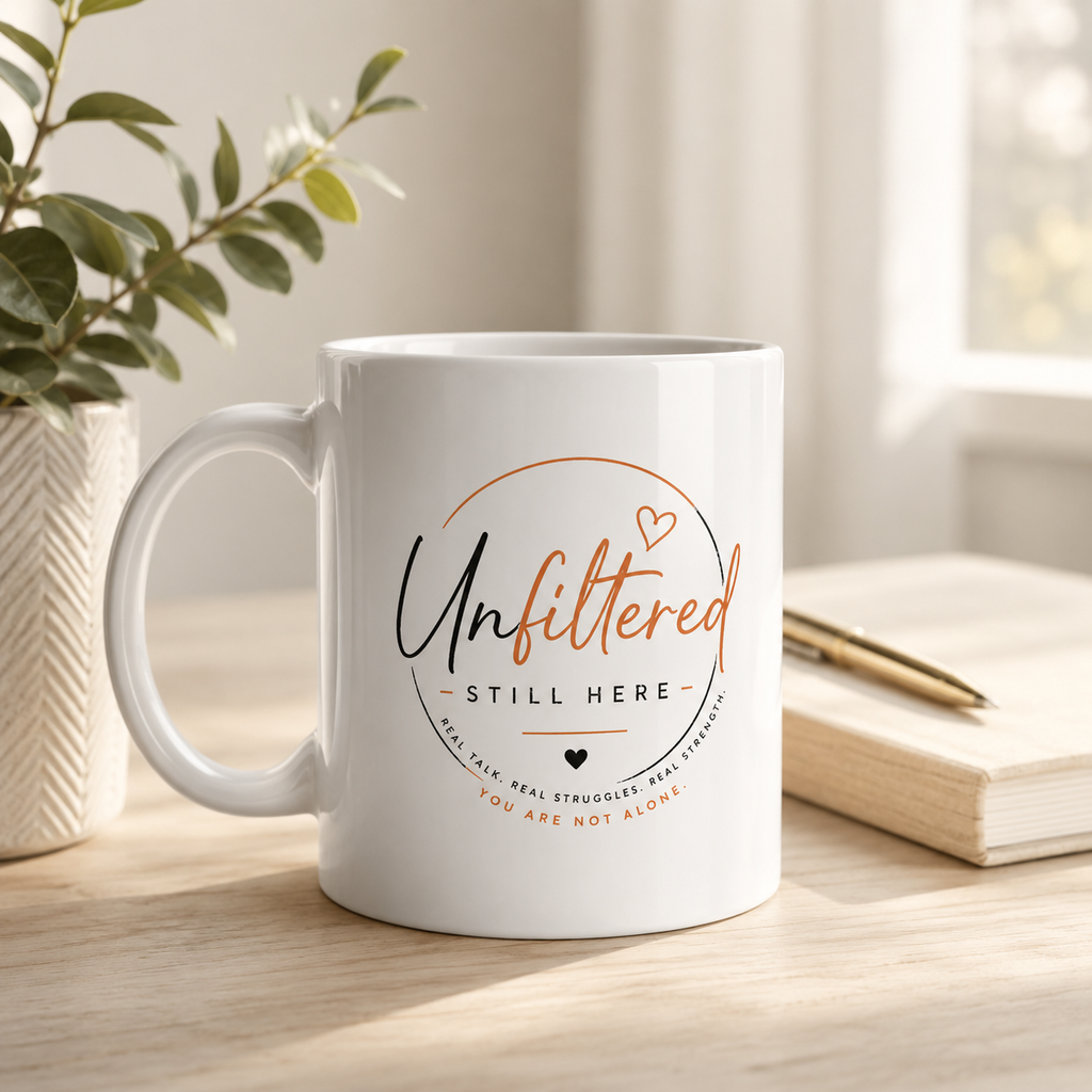 Unfiltered Still Here Mental Health Mug – You Are Not Alone