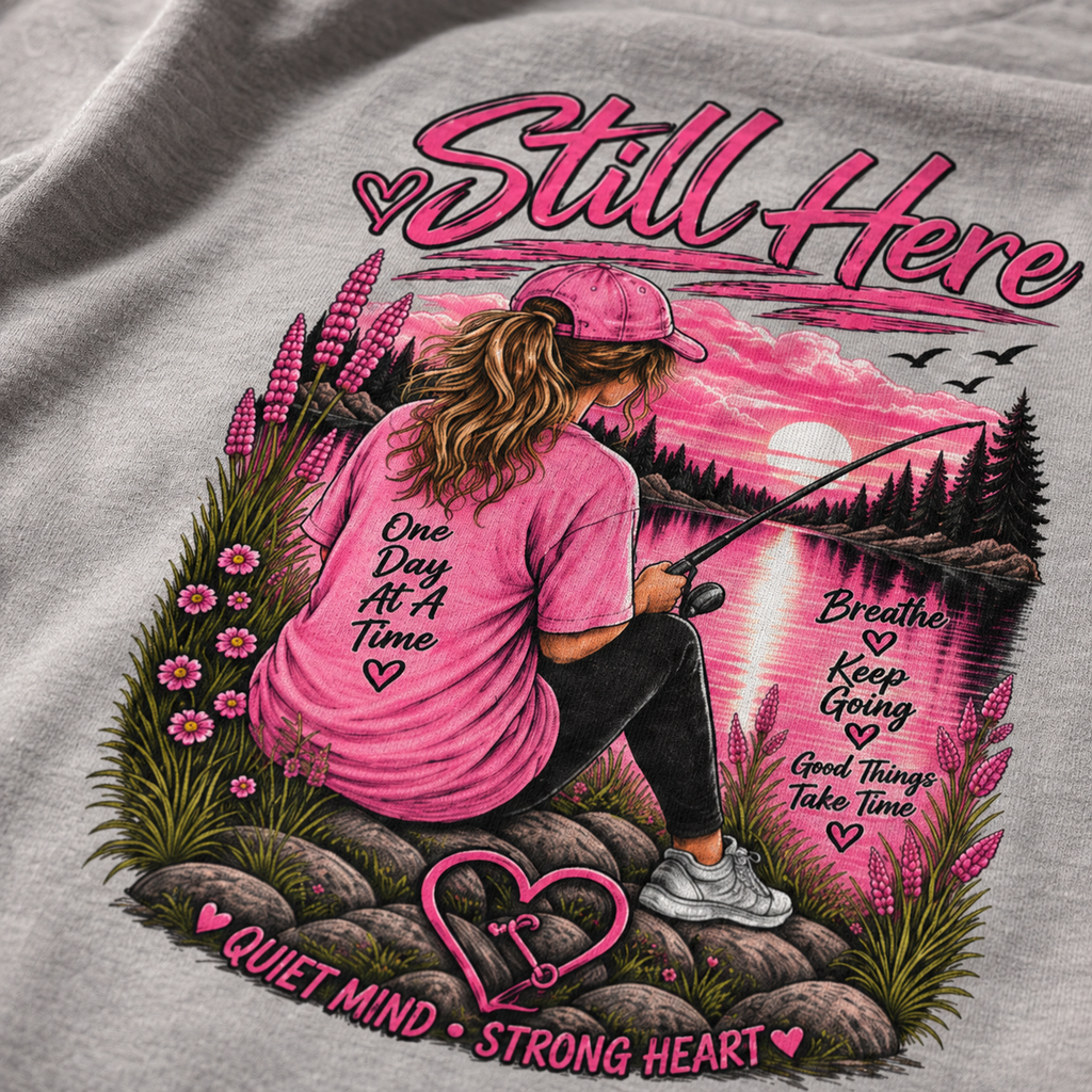 Still Here Women’s Fishing T-Shirt | Quiet Mind, Strong Heart