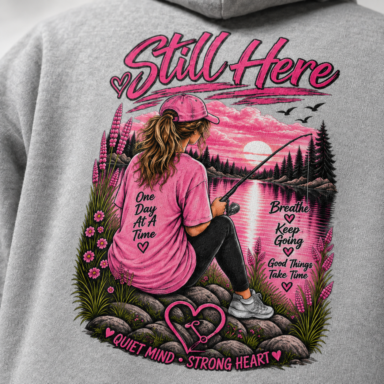 Still Here Women’s Fishing Hoodie | Quiet Mind, Strong Heart