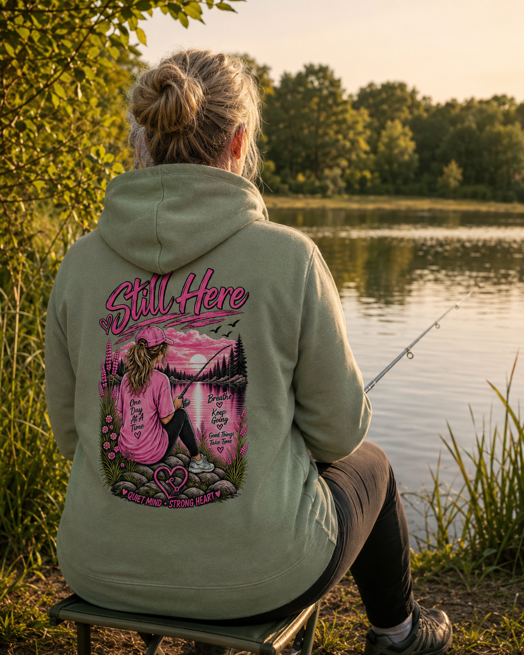 Still Here Women’s Fishing Hoodie | Quiet Mind, Strong Heart