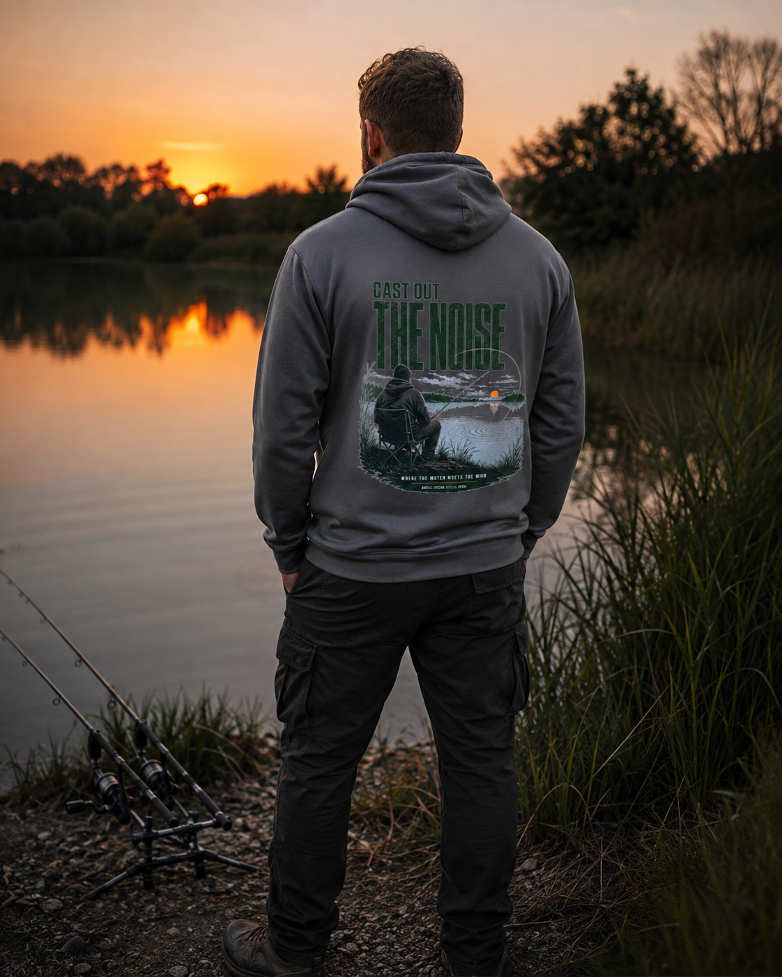 Cast Out the Noise Men's Hoodie | Where the Water Quiets the Mind