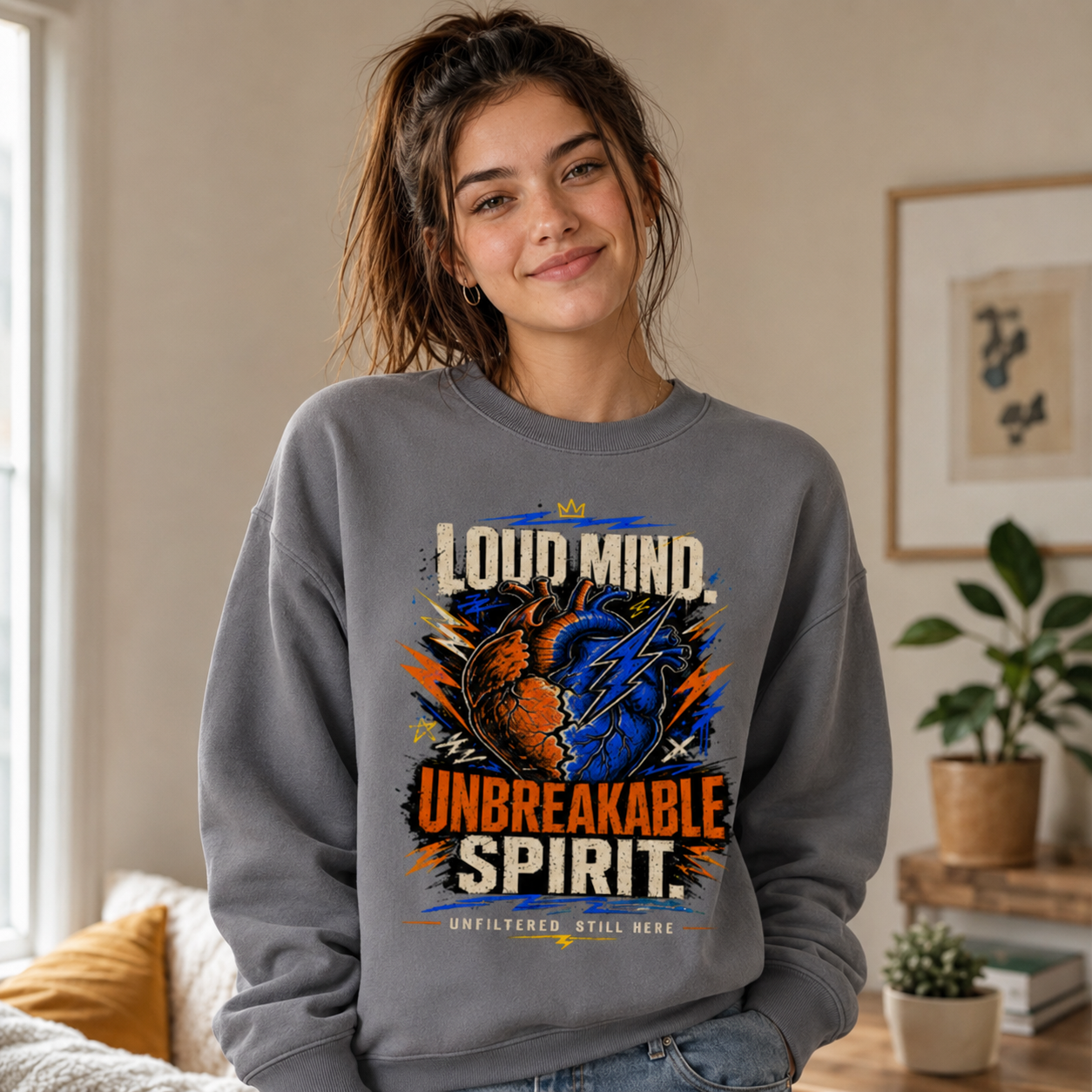 Loud Mind, Unbreakable Spirit Teen Sweatshirt