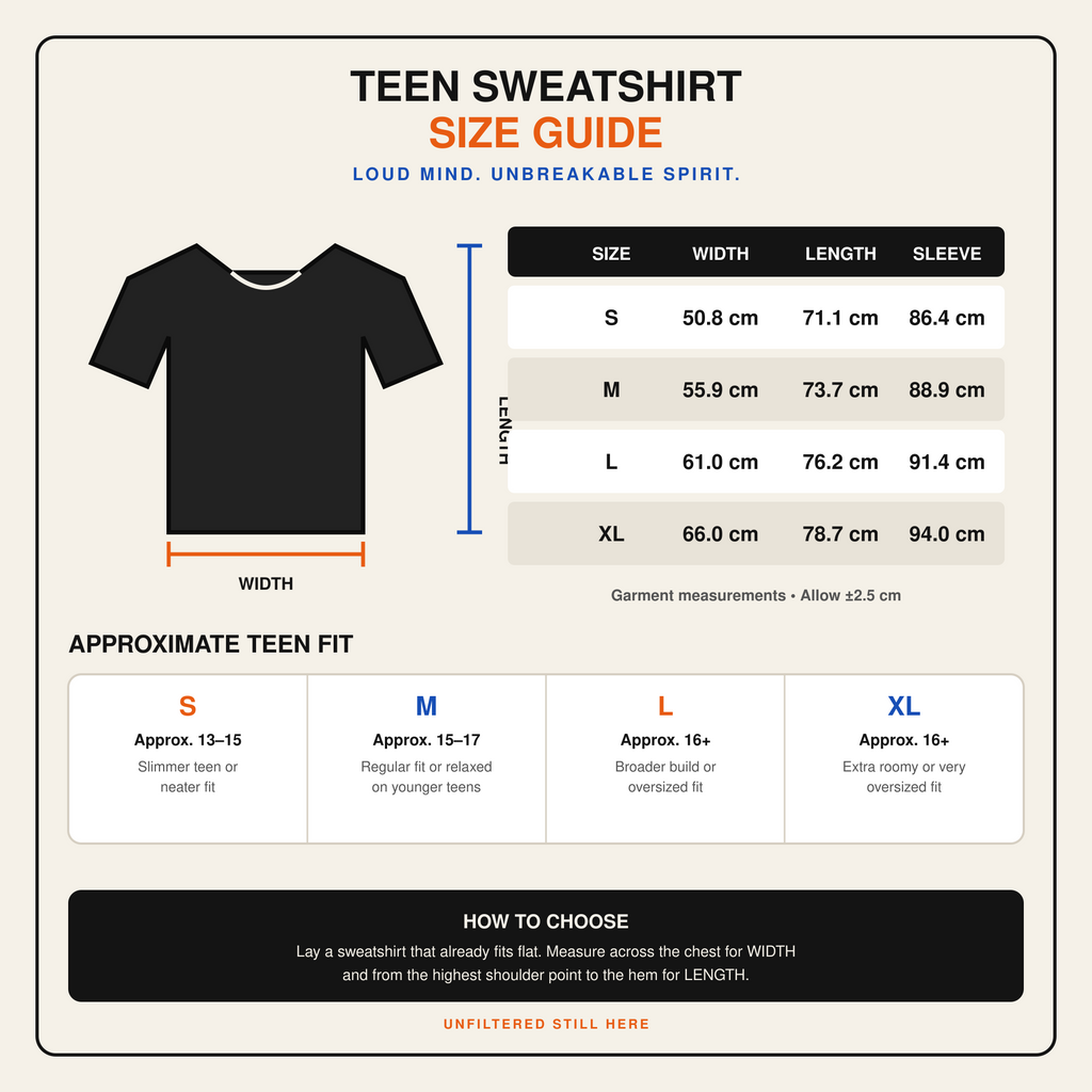 Loud Mind, Unbreakable Spirit Teen Sweatshirt